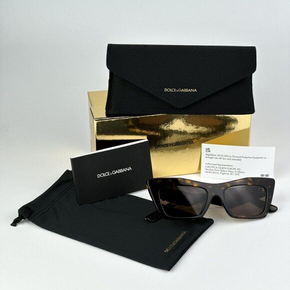 NEW D&G DG4435 502/73 Havana Dark Brown Cat Eye Women Sunglasses - Picture 12 of 13